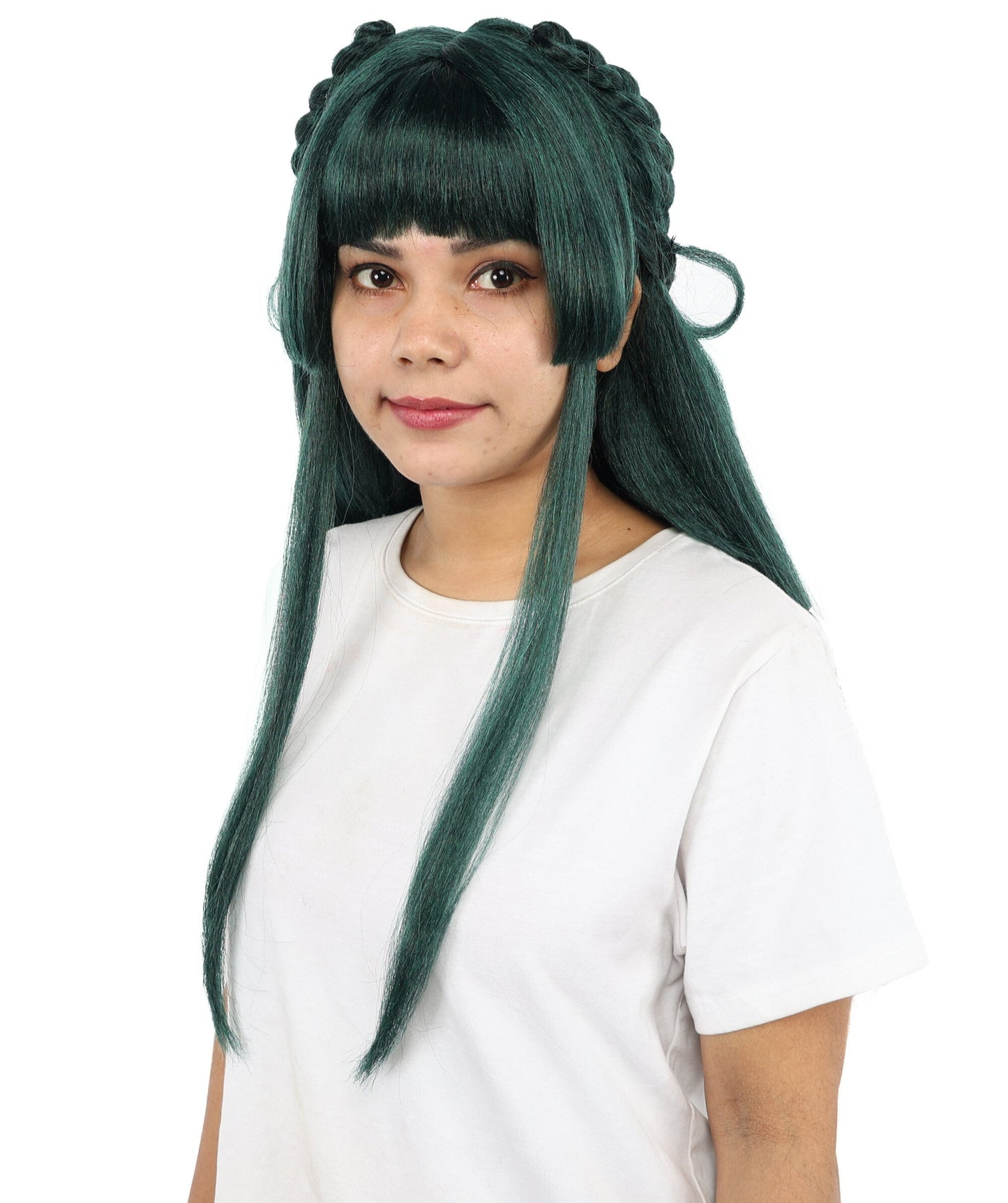 Mystic Cat Cosplay Dark Green Wig | Extra Long Layered Synthetic Hairpiece with Soft Texture for Anime, Halloween, Cosplay, Parties & Stage