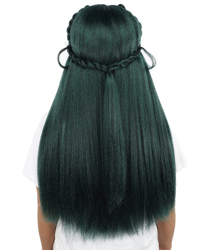 Mystic Cat Cosplay Dark Green Wig | Extra Long Layered Synthetic Hairpiece with Soft Texture for Anime, Halloween, Cosplay, Parties & Stage
