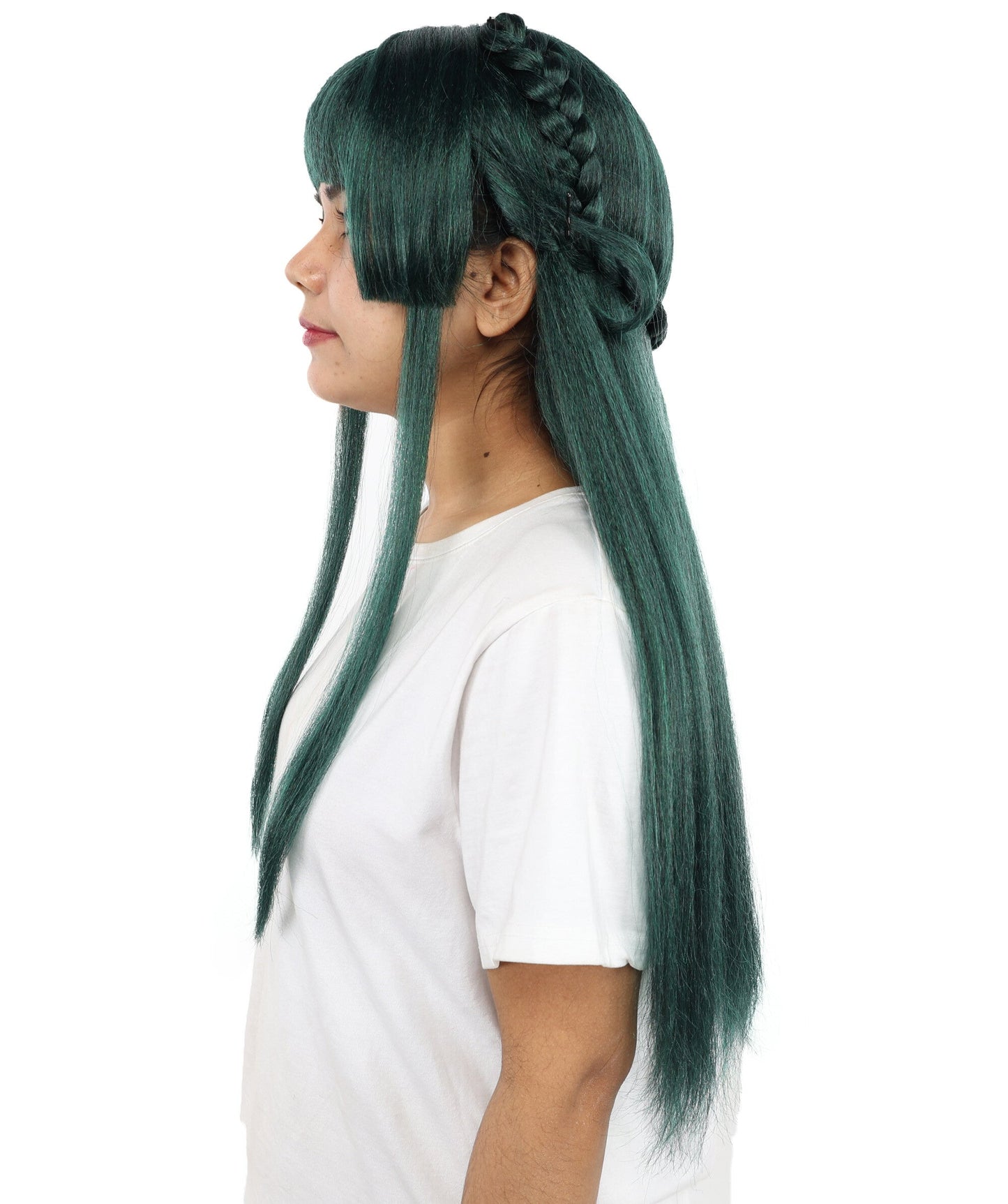 Mystic Cat Cosplay Dark Green Wig | Extra Long Layered Synthetic Hairpiece with Soft Texture for Anime, Halloween, Cosplay, Parties & Stage