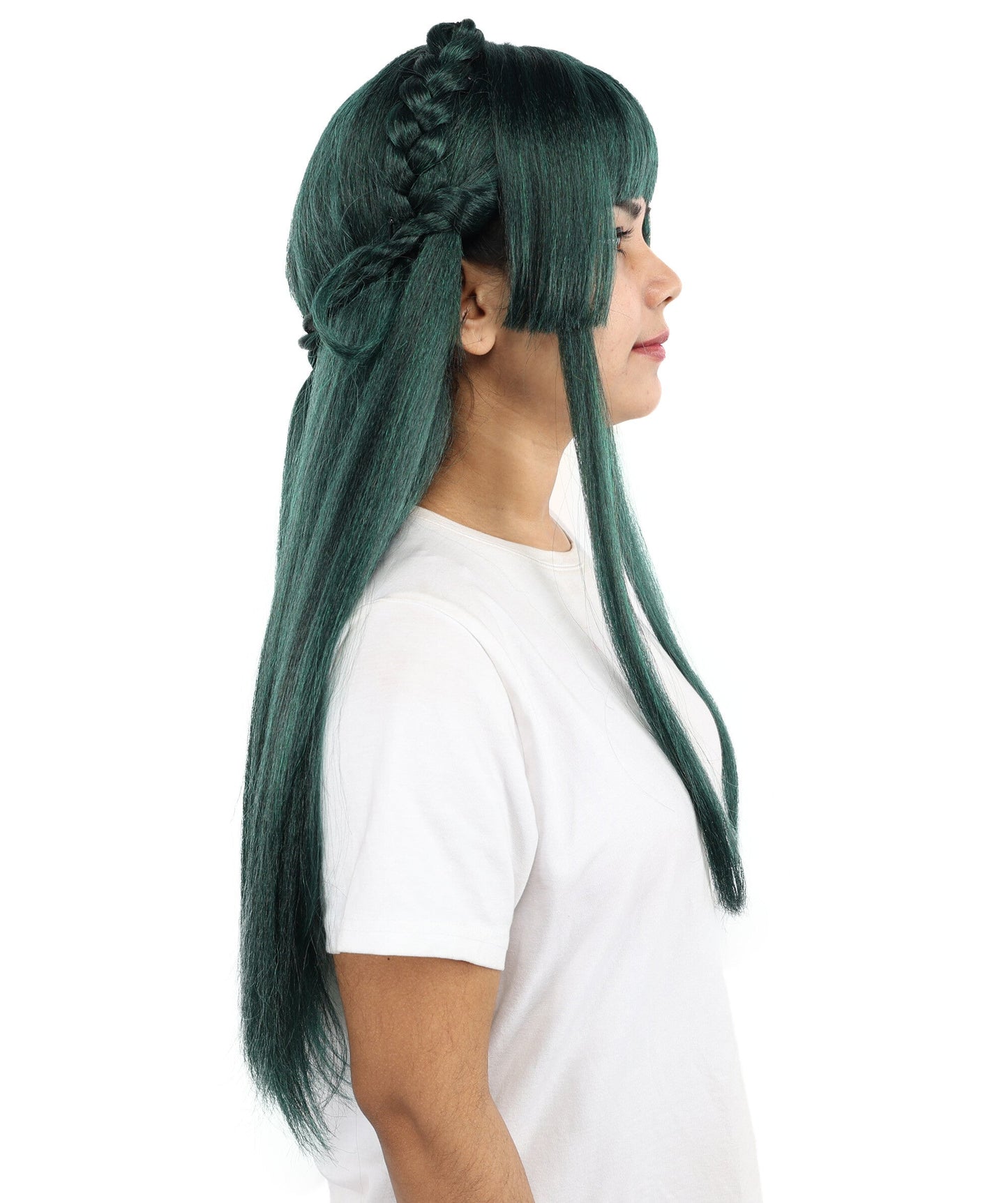 Mystic Cat Cosplay Dark Green Wig | Extra Long Layered Synthetic Hairpiece with Soft Texture for Anime, Halloween, Cosplay, Parties & Stage