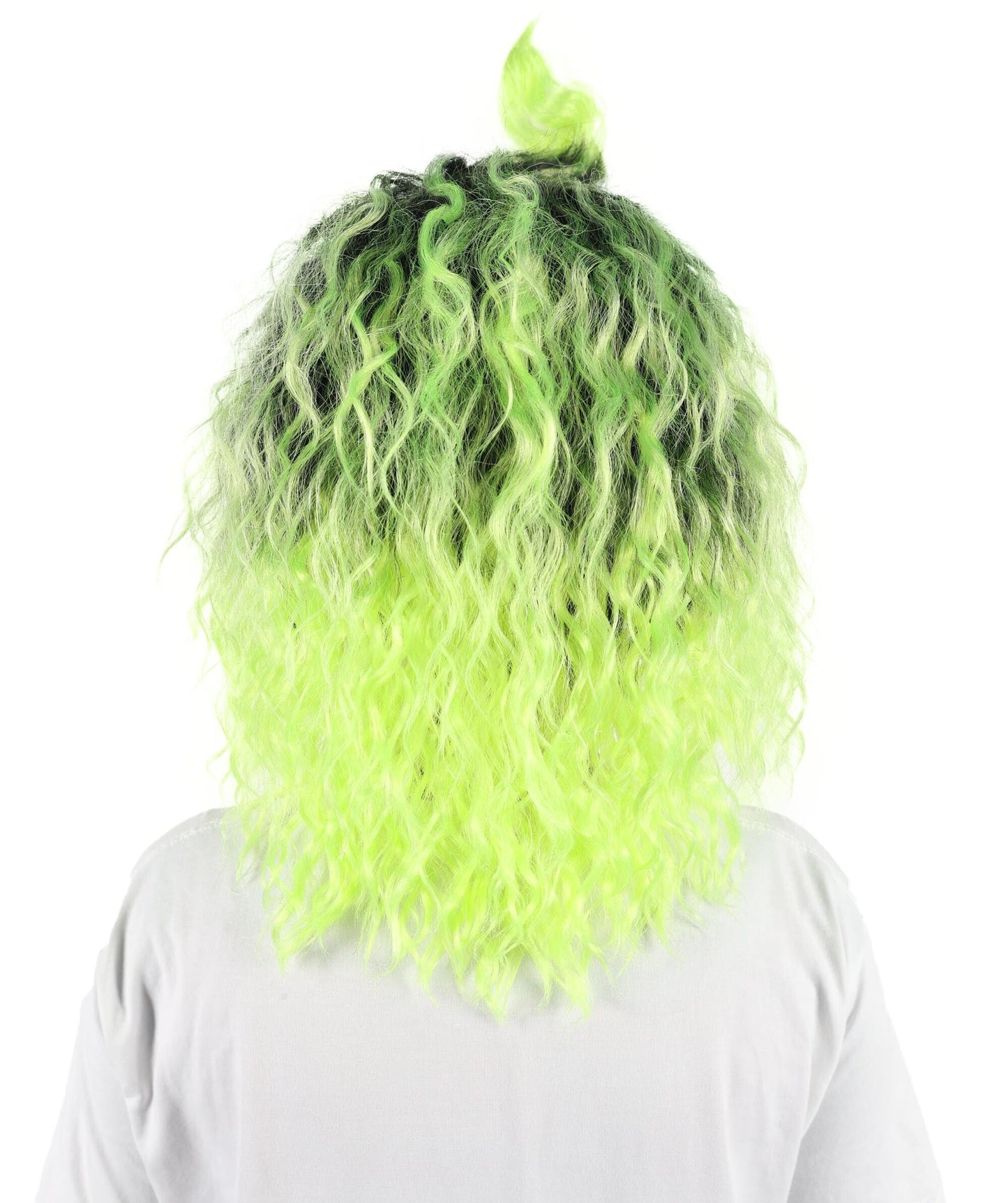 Medium Black and Green Gradient Cosplay Wig | Layered Anime-Inspired Hairstyle with Adjustable Cap | Costume Hairpiece for Halloween, Stage & Roleplay