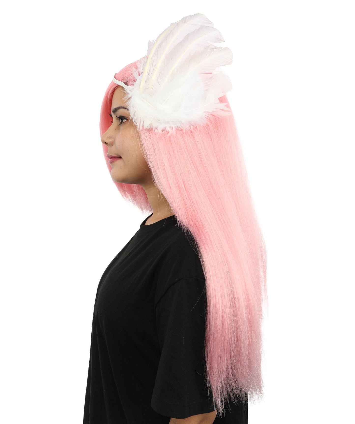 Women’s Extra Long Straight Pink Fantasy Princess Wig | Costume Wig with Wings | Ideal for Cosplay, Halloween & Parties