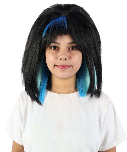 Women’s Black Blue Goth Fairy Wig | Long Layered Fantasy Hair with Breathable Cap | Ideal for Halloween, Cosplay & Themed Parties