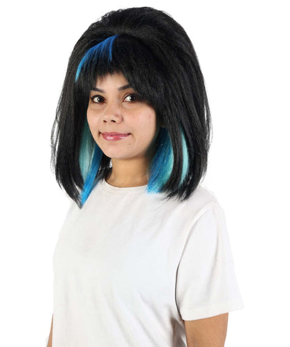 Women’s Black Blue Goth Fairy Wig | Long Layered Fantasy Hair with Breathable Cap | Ideal for Halloween, Cosplay & Themed Parties