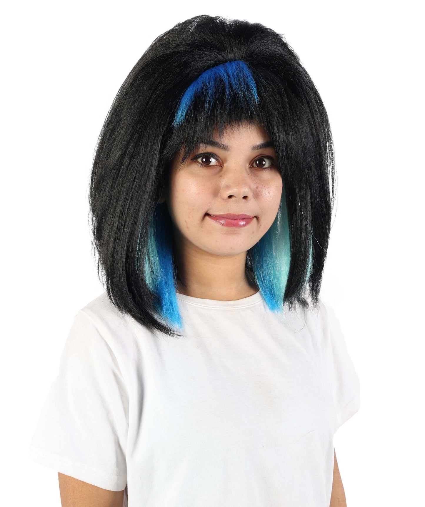 Women’s Black Blue Goth Fairy Wig | Long Layered Fantasy Hair with Breathable Cap | Ideal for Halloween, Cosplay & Themed Parties