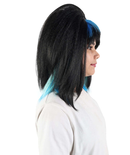 Women’s Black Blue Goth Fairy Wig | Long Layered Fantasy Hair with Breathable Cap | Ideal for Halloween, Cosplay & Themed Parties