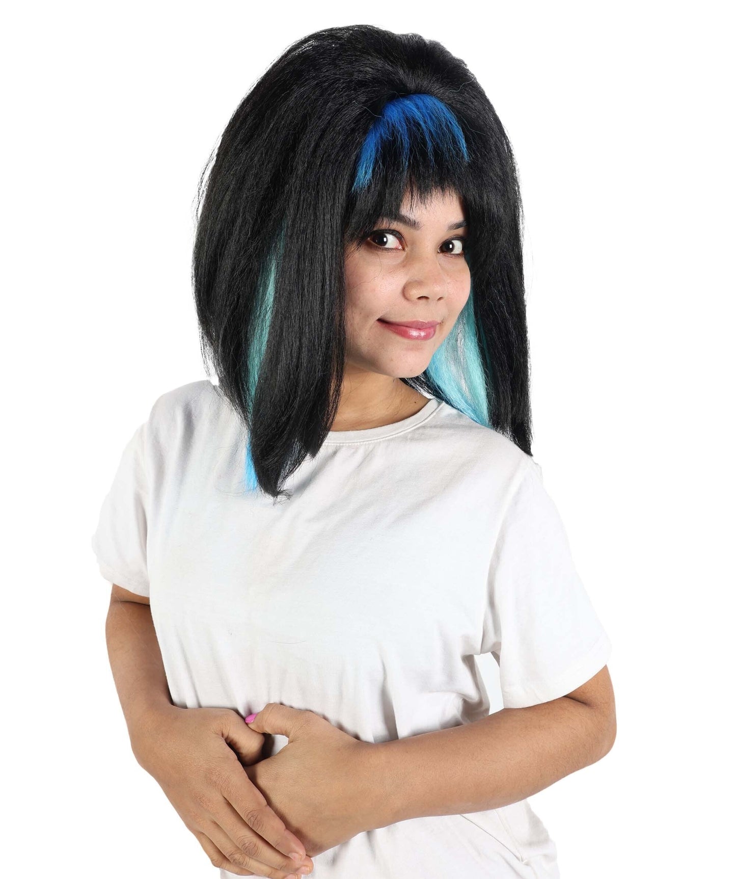 Women’s Black Blue Goth Fairy Wig | Long Layered Fantasy Hair with Breathable Cap | Ideal for Halloween, Cosplay & Themed Parties