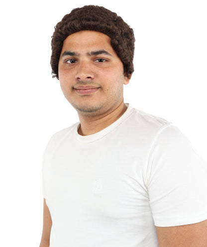 Adult Men’s Curly Short Chocolate Brown Afro Wig | Natural Tight Curl Synthetic Wig | Realistic Wig for Cosplay, Halloween & Dress-Up