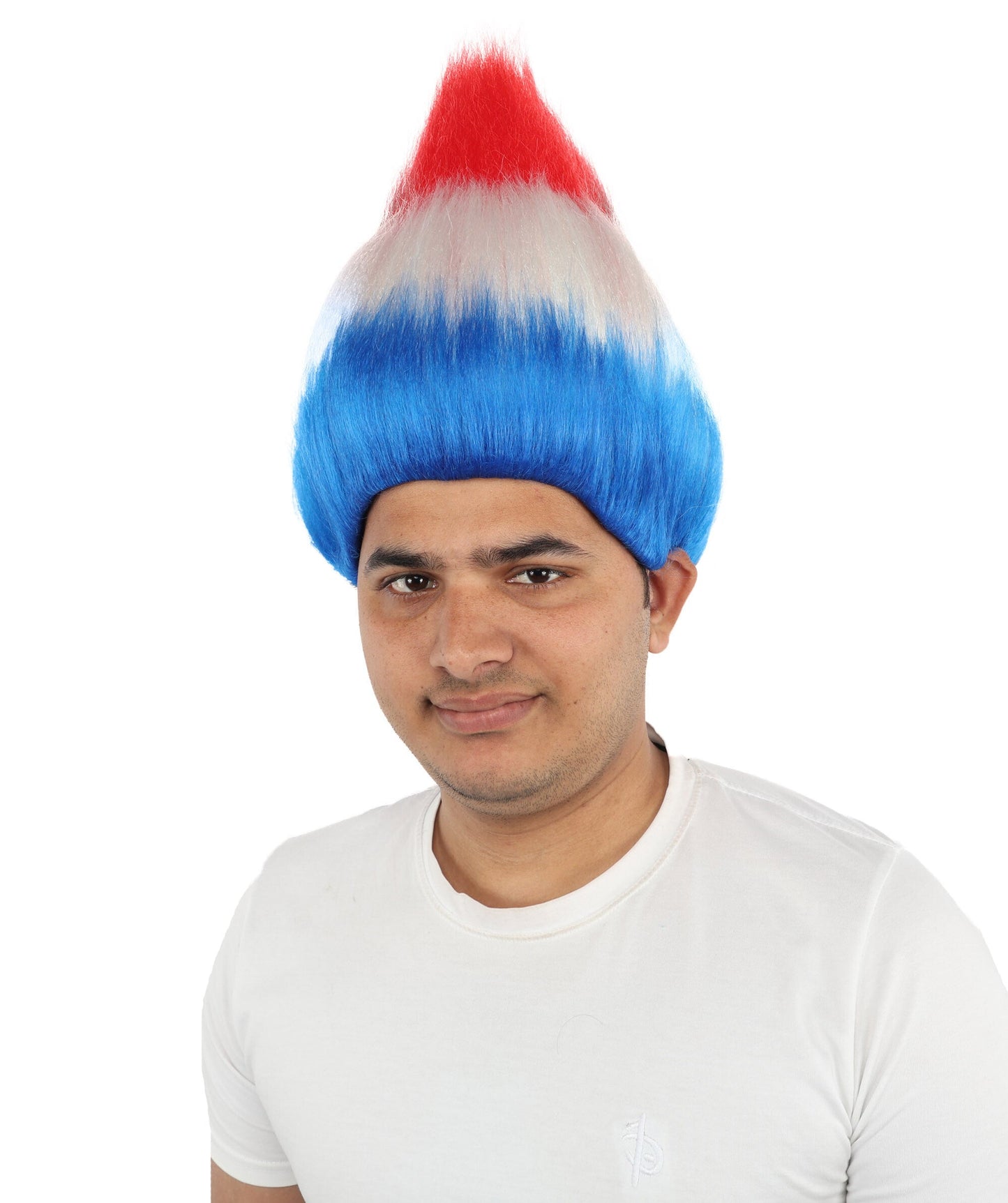 Adult Unisex Netherlands Flag Fan Troll Multicolor Wig | Synthetic Fiber With Capless Cap | Ideal For Theater, Halloween And Cosplay