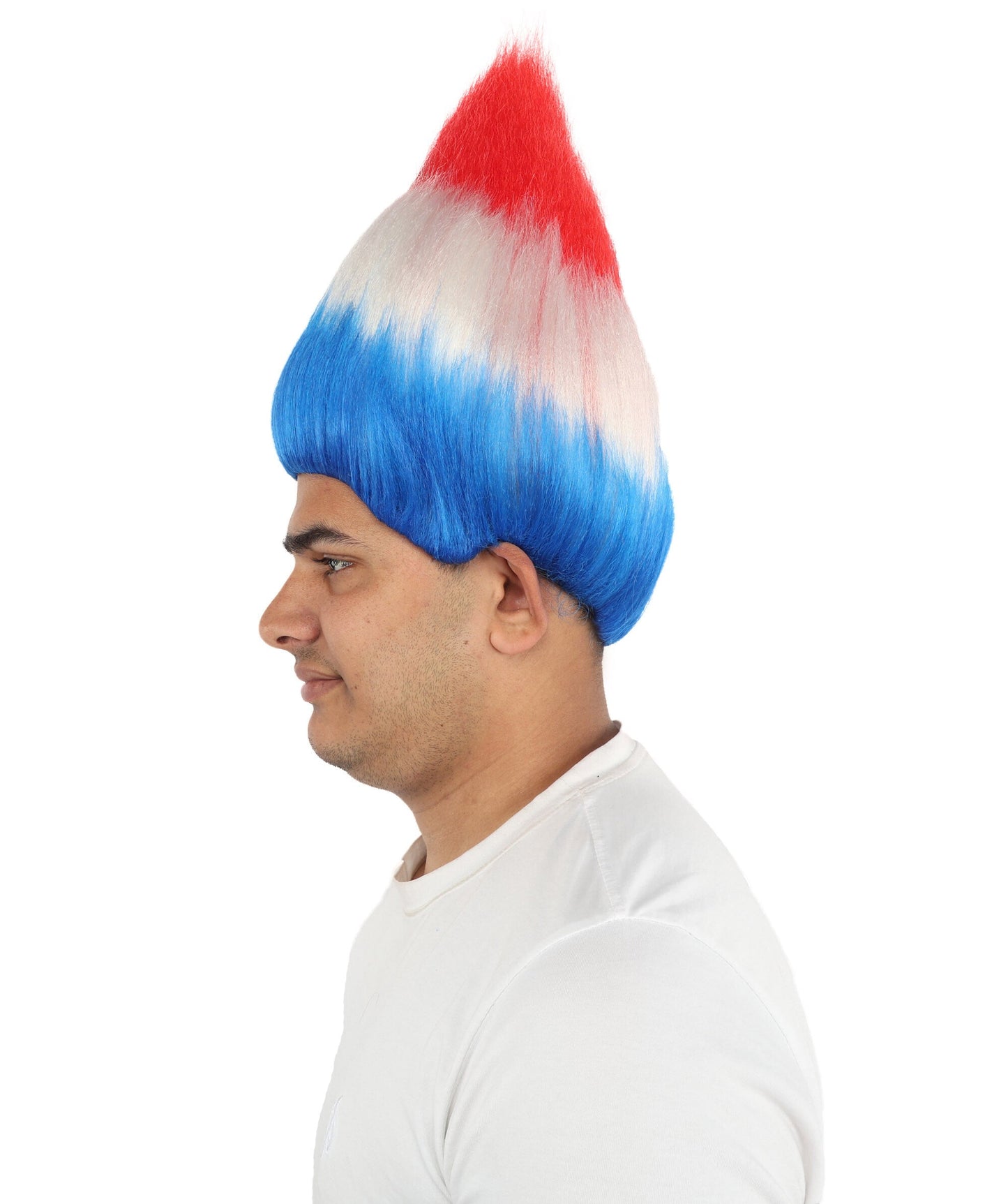 Adult Unisex Netherlands Flag Fan Troll Multicolor Wig | Synthetic Fiber With Capless Cap | Ideal For Theater, Halloween And Cosplay