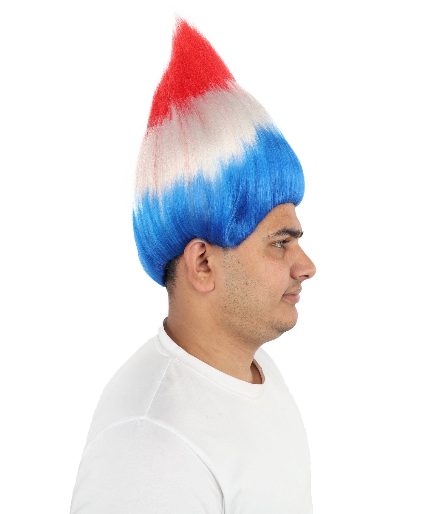 Adult Unisex Netherlands Flag Fan Troll Multicolor Wig | Synthetic Fiber With Capless Cap | Ideal For Theater, Halloween And Cosplay