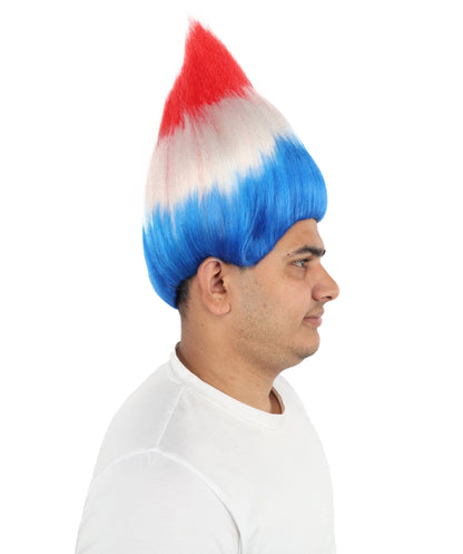 Adult Unisex Netherlands Flag Fan Troll Multicolor Wig | Synthetic Fiber With Capless Cap | Ideal For Theater, Halloween And Cosplay