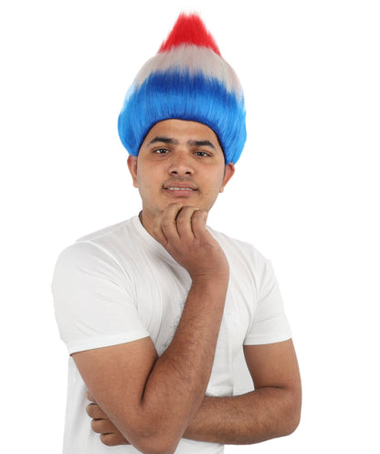 Adult Unisex Netherlands Flag Fan Troll Multicolor Wig | Synthetic Fiber With Capless Cap | Ideal For Theater, Halloween And Cosplay