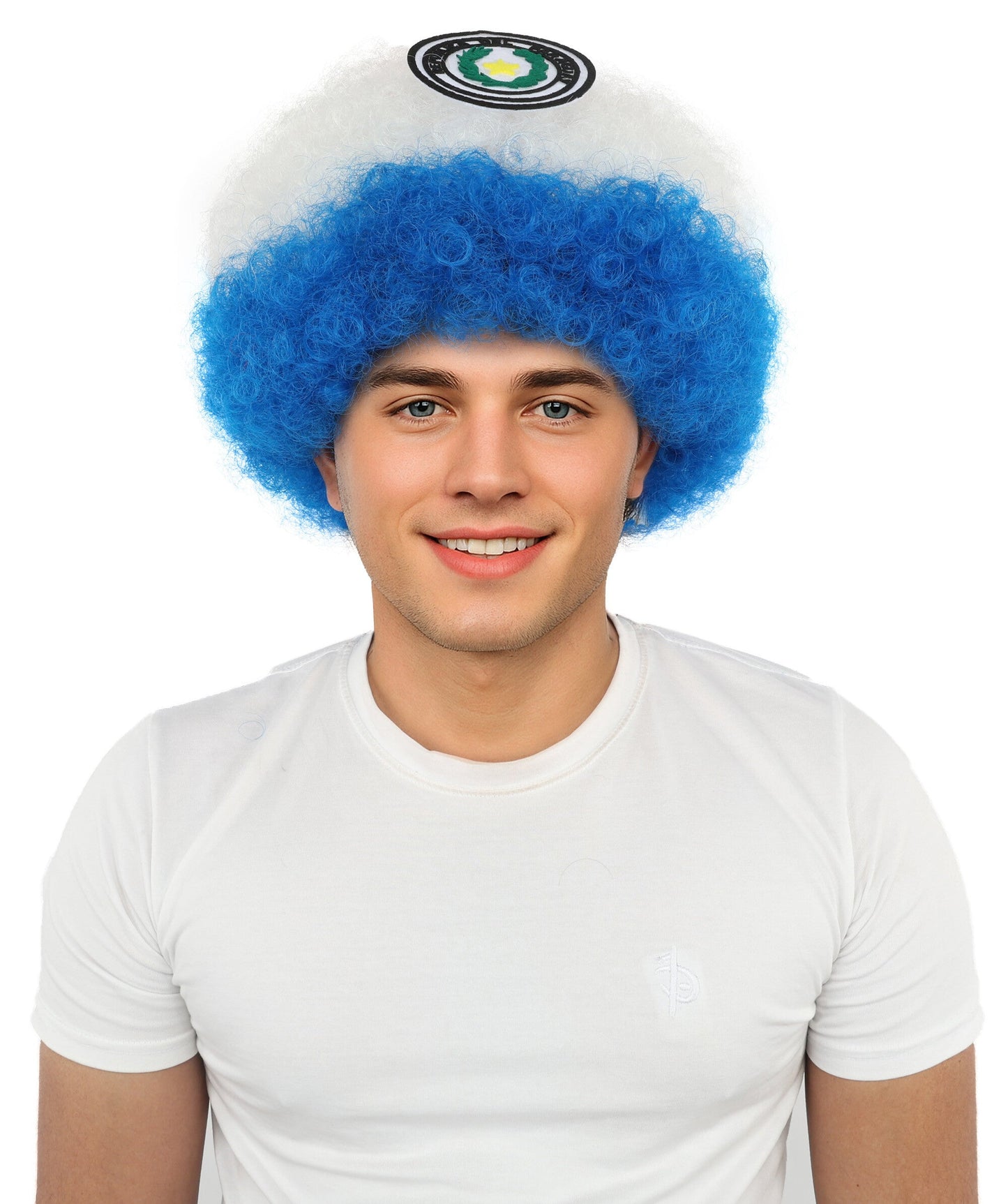 Adult Unisex Paraguay Flag Afro Multicolor Wig | Synthetic Fiber With Breatheble Capless Cap | Ideal For Theater, Halloween And Cosplay