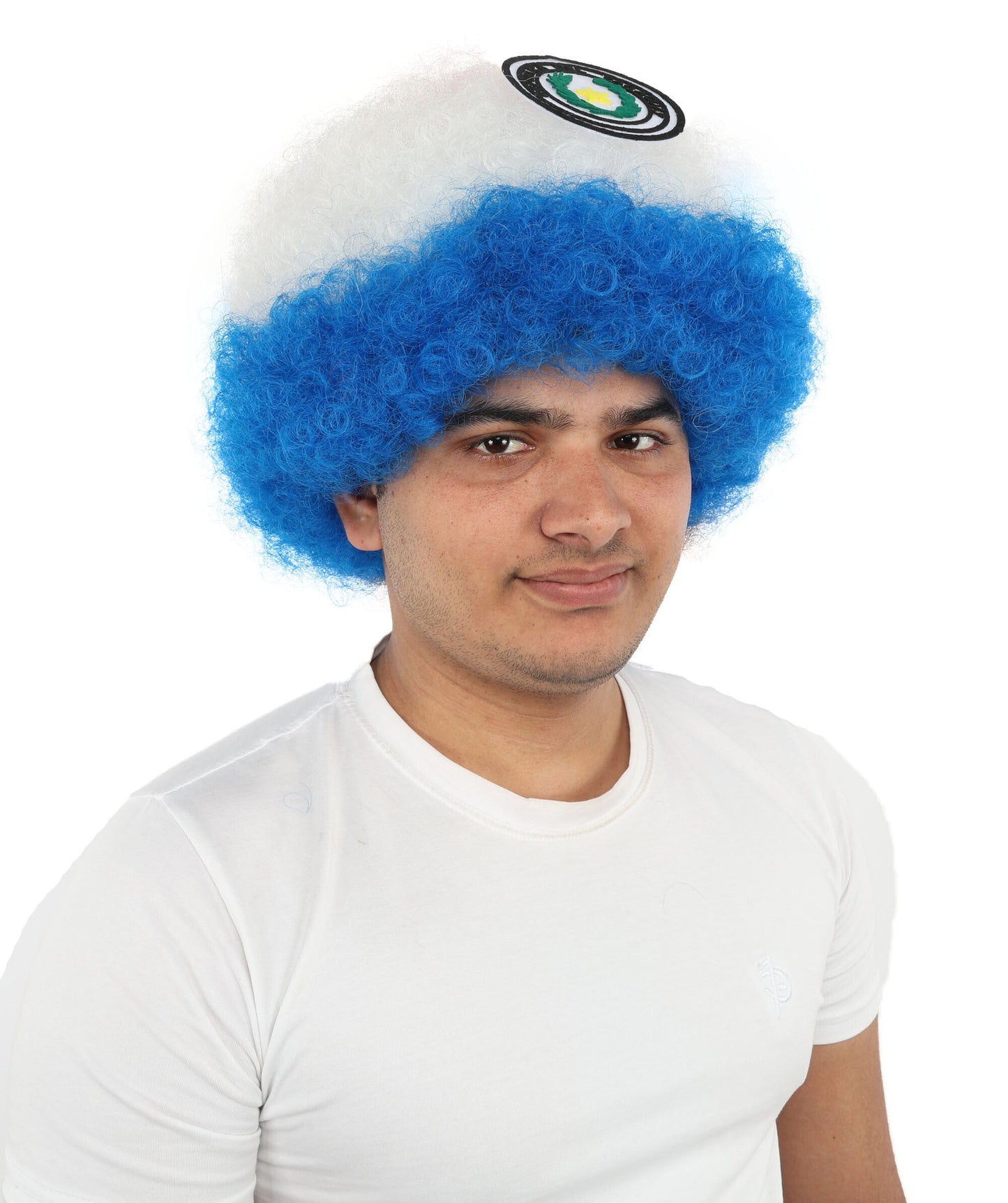 Adult Unisex Paraguay Flag Afro Multicolor Wig | Synthetic Fiber With Breatheble Capless Cap | Ideal For Theater, Halloween And Cosplay