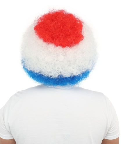 Adult Unisex Paraguay Flag Afro Multicolor Wig | Synthetic Fiber With Breatheble Capless Cap | Ideal For Theater, Halloween And Cosplay