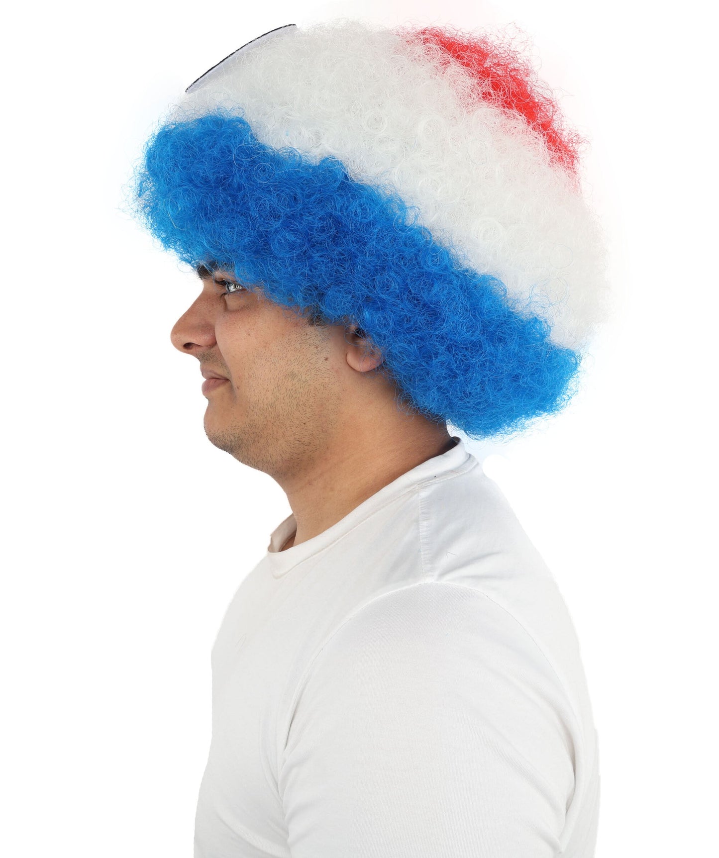 Adult Unisex Paraguay Flag Afro Multicolor Wig | Synthetic Fiber With Breatheble Capless Cap | Ideal For Theater, Halloween And Cosplay