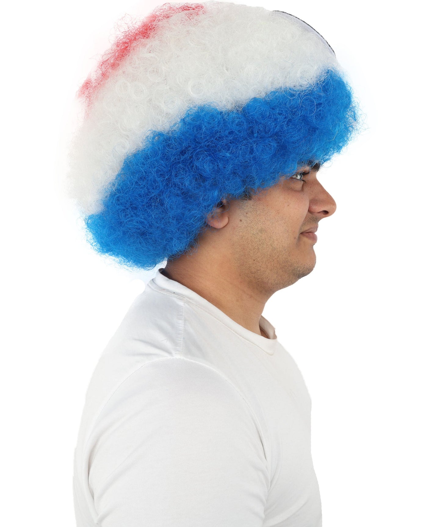 Adult Unisex Paraguay Flag Afro Multicolor Wig | Synthetic Fiber With Breatheble Capless Cap | Ideal For Theater, Halloween And Cosplay