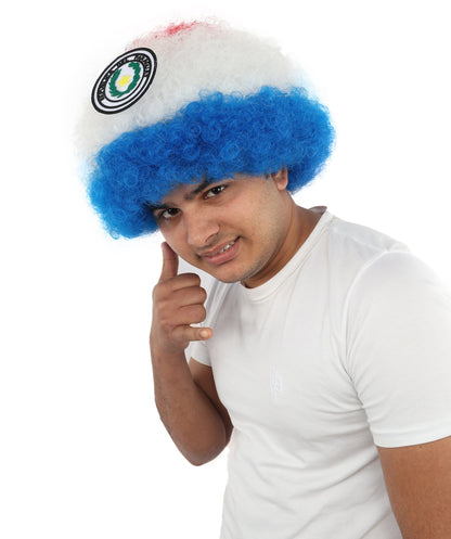 Adult Unisex Paraguay Flag Afro Multicolor Wig | Synthetic Fiber With Breatheble Capless Cap | Ideal For Theater, Halloween And Cosplay