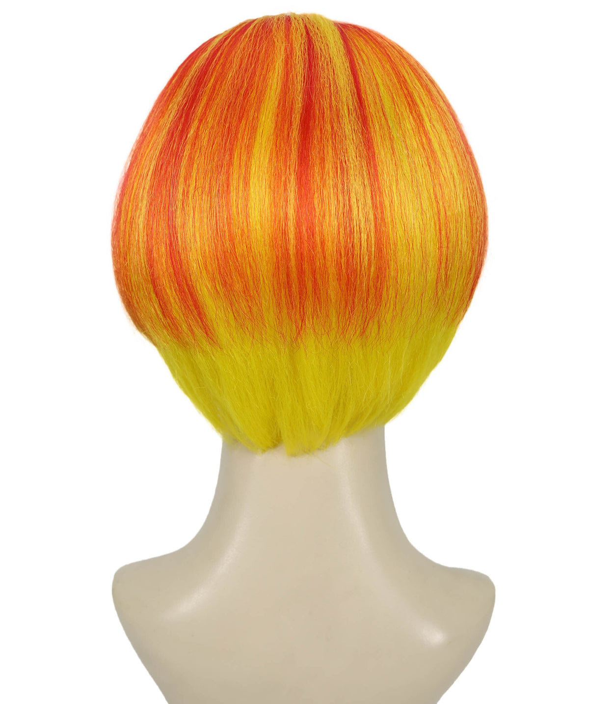 Adult Women's Neon Bob Wig | Orange And Yellow Synthetic Fiber Hair With Asymmetrical Short Cut | Ideal For Halloween, Cosplay, And Costume Parties