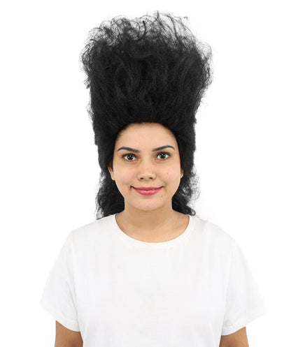 Adult Women's Voluminous Curly Wig | Black Synthetic Fiber Hair With Extra Full Curly Texture | For Halloween, Cosplay, And Costume Parties