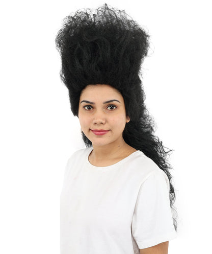 Adult Women's Voluminous Curly Wig | Black Synthetic Fiber Hair With Extra Full Curly Texture | For Halloween, Cosplay, And Costume Parties