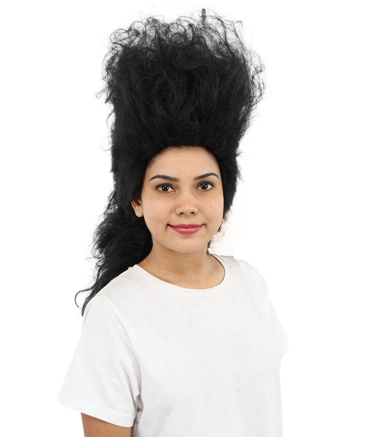 Adult Women's Voluminous Curly Wig | Black Synthetic Fiber Hair With Extra Full Curly Texture | For Halloween, Cosplay, And Costume Parties