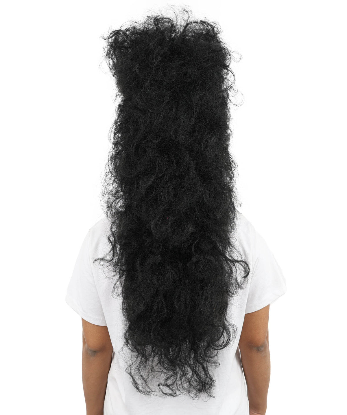 Adult Women's Voluminous Curly Wig | Black Synthetic Fiber Hair With Extra Full Curly Texture | For Halloween, Cosplay, And Costume Parties