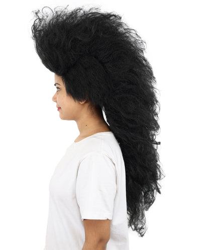 Adult Women's Voluminous Curly Wig | Black Synthetic Fiber Hair With Extra Full Curly Texture | For Halloween, Cosplay, And Costume Parties