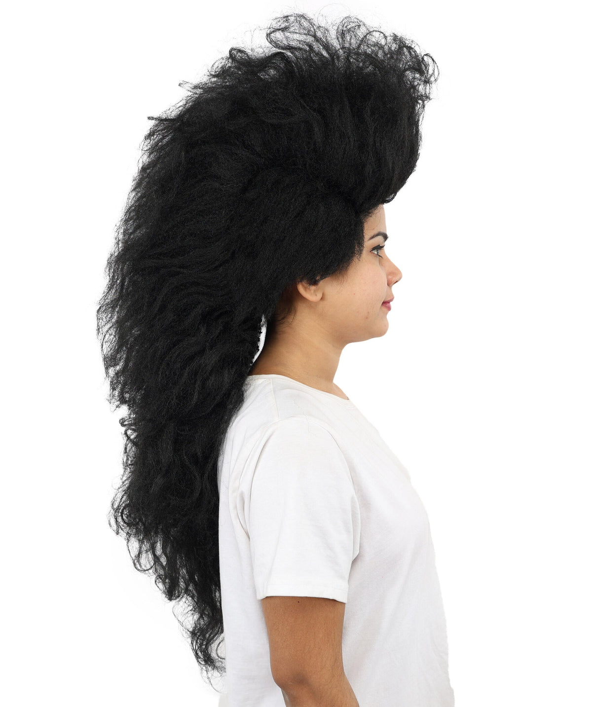 Adult Women's Voluminous Curly Wig | Black Synthetic Fiber Hair With Extra Full Curly Texture | For Halloween, Cosplay, And Costume Parties