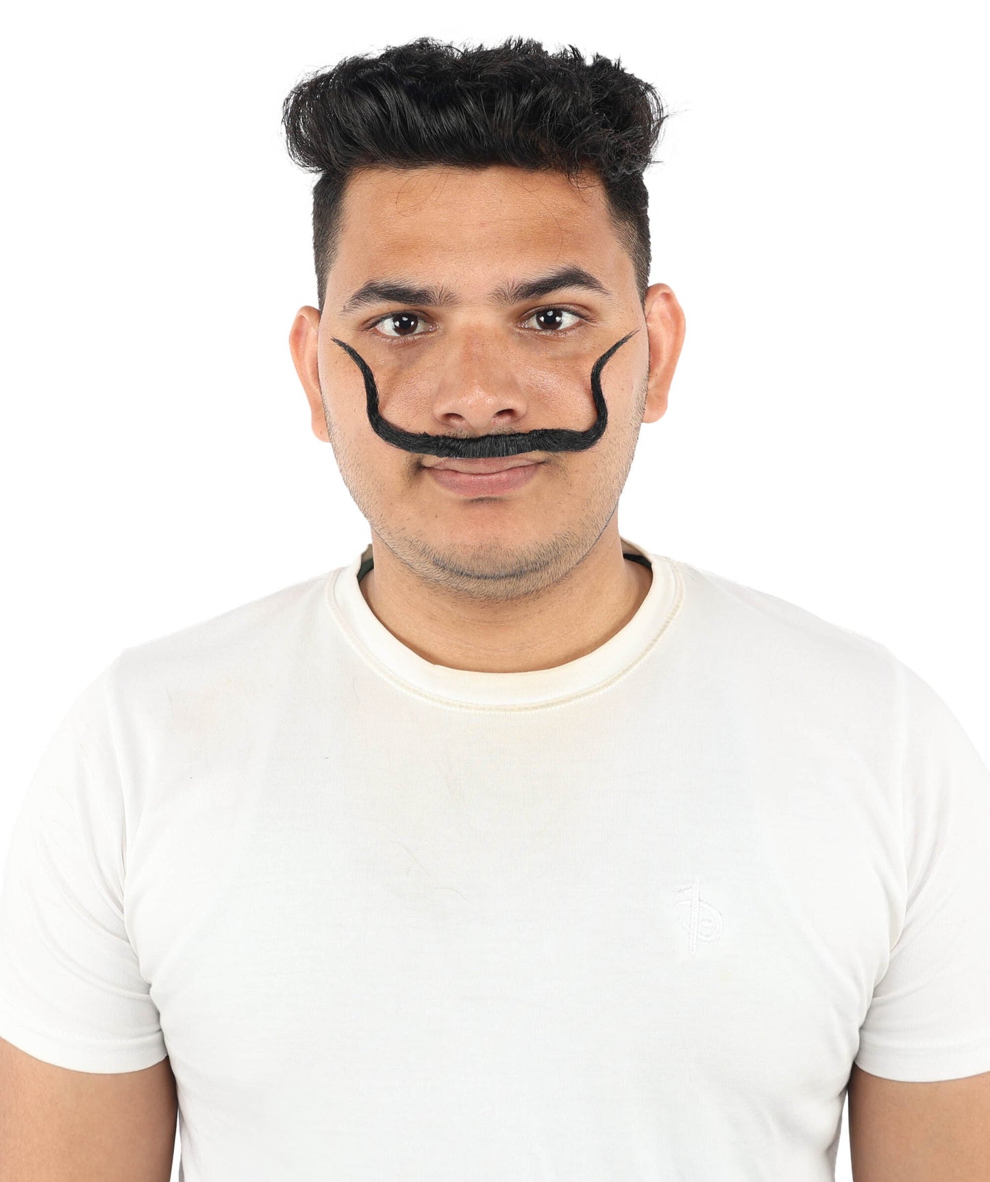 Adult Men's Refined Handlebar Mustache | Black Slim Curved Shape | Halloween, Cosplay, Theater, Drag And Themed Parties
