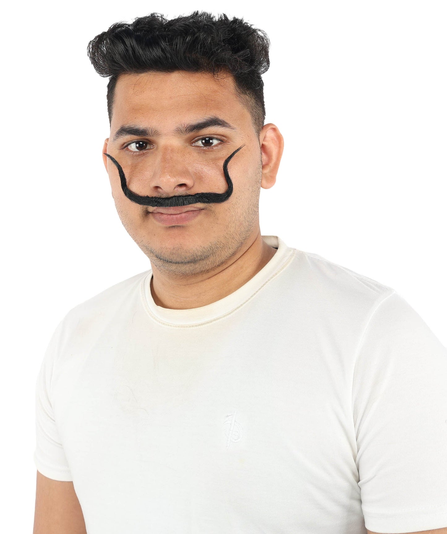 Adult Men's Refined Handlebar Mustache | Black Slim Curved Shape | Halloween, Cosplay, Theater, Drag And Themed Parties