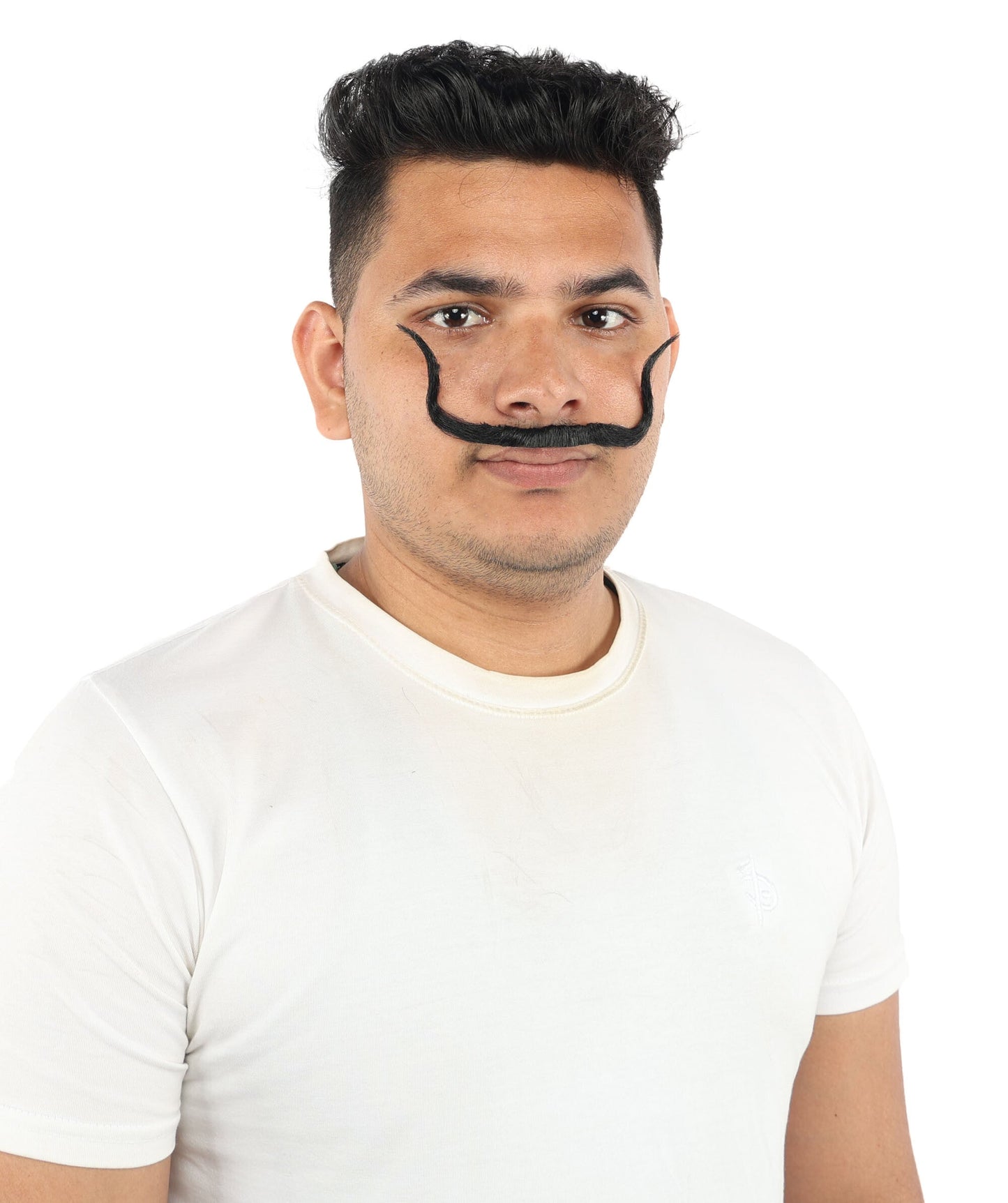 Adult Men's Refined Handlebar Mustache | Black Slim Curved Shape | Halloween, Cosplay, Theater, Drag And Themed Parties