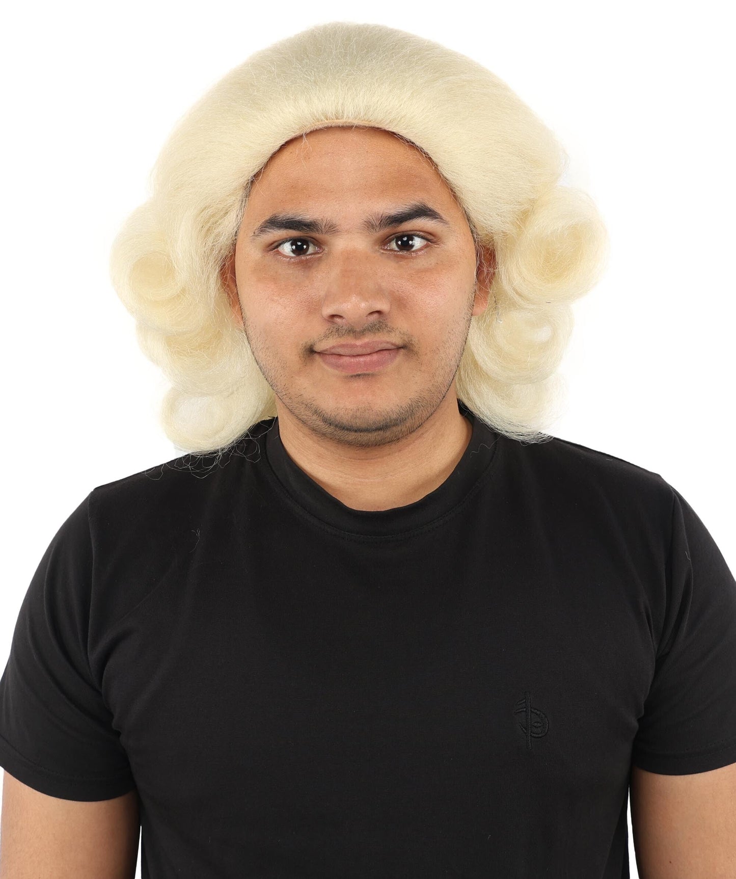 Adult Men’s Anime Series Baroque Blonde Wig | Curled Powdered Court Hairpiece | Ideal for Historical Event and Cosplay