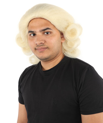 Adult Men’s Anime Series Baroque Blonde Wig | Curled Powdered Court Hairpiece | Ideal for Historical Event and Cosplay