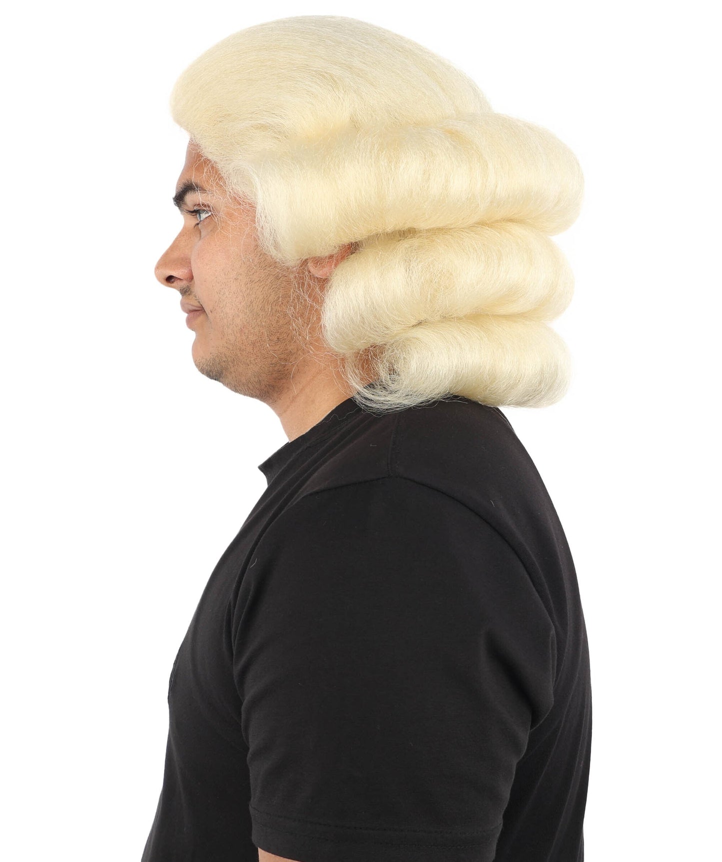 Adult Men’s Anime Series Baroque Blonde Wig | Curled Powdered Court Hairpiece | Ideal for Historical Event and Cosplay