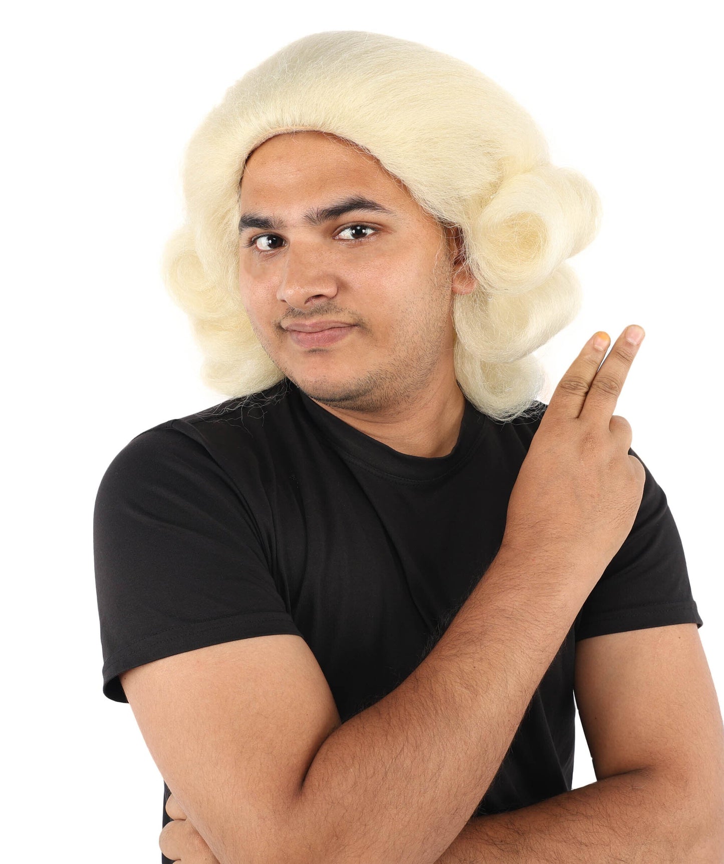 Adult Men’s Anime Series Baroque Blonde Wig | Curled Powdered Court Hairpiece | Ideal for Historical Event and Cosplay