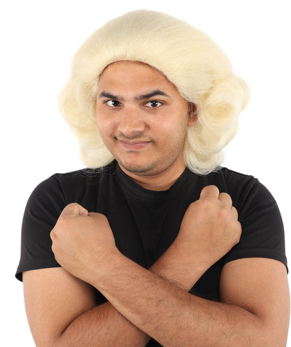 Adult Men’s Anime Series Baroque Blonde Wig | Curled Powdered Court Hairpiece | Ideal for Historical Event and Cosplay
