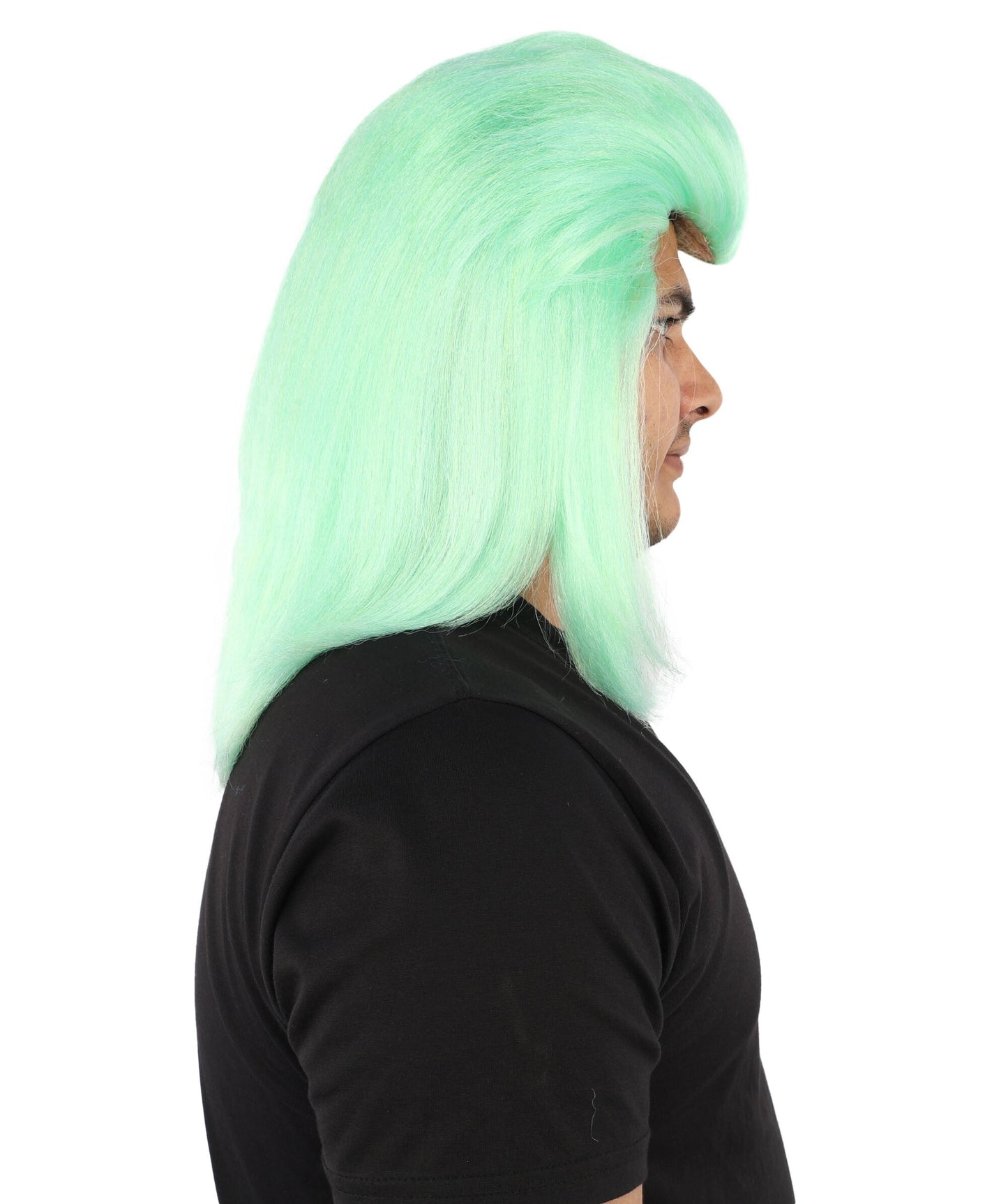 Adult Men's Elevated Mullet Wig | Light Green Flame-Retardant Synthetic Fiber | Ideal for Halloween, Cosplay, Theater, Drag And Parties