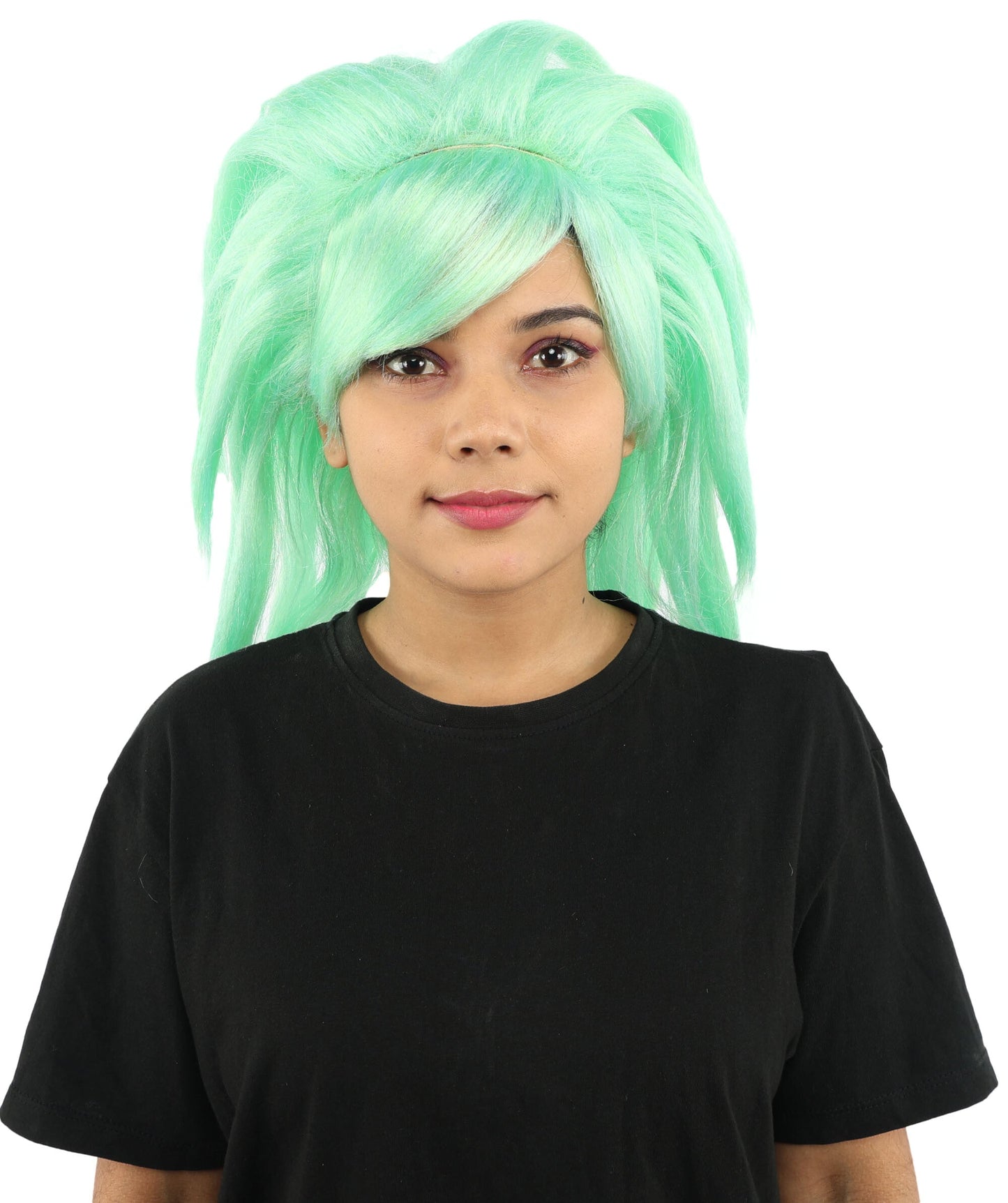 Adult Women’s Monster Wig | Light Green Fluffy Hair with Breathable Cap | Ideal for Halloween, Cosplay and Themed Parties