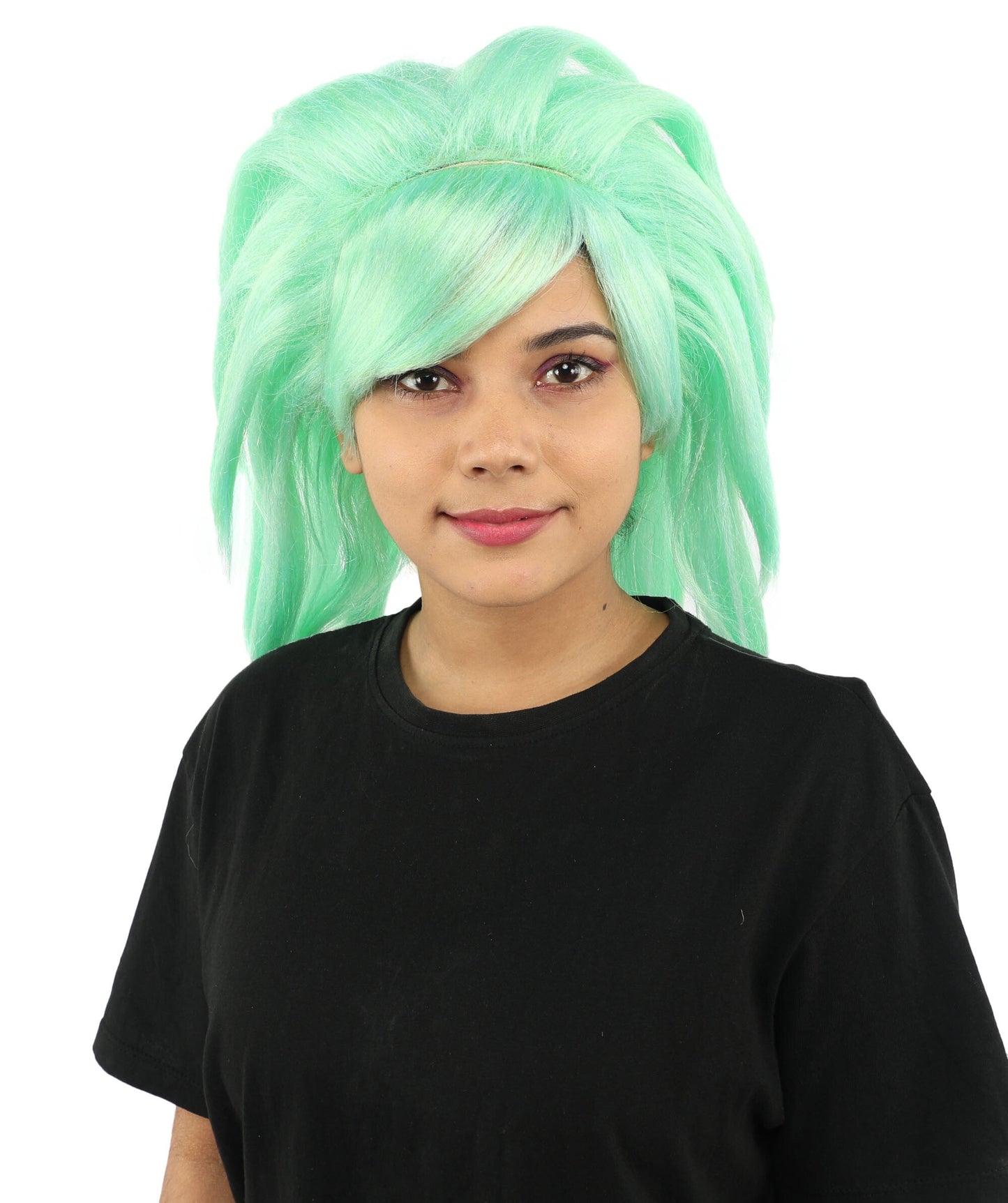 Adult Women’s Monster Wig | Light Green Fluffy Hair with Breathable Cap | Ideal for Halloween, Cosplay and Themed Parties