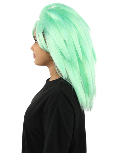 Adult Women’s Monster Wig | Light Green Fluffy Hair with Breathable Cap | Ideal for Halloween, Cosplay and Themed Parties
