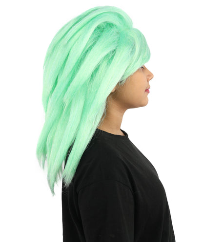 Adult Women’s Monster Wig | Light Green Fluffy Hair with Breathable Cap | Ideal for Halloween, Cosplay and Themed Parties
