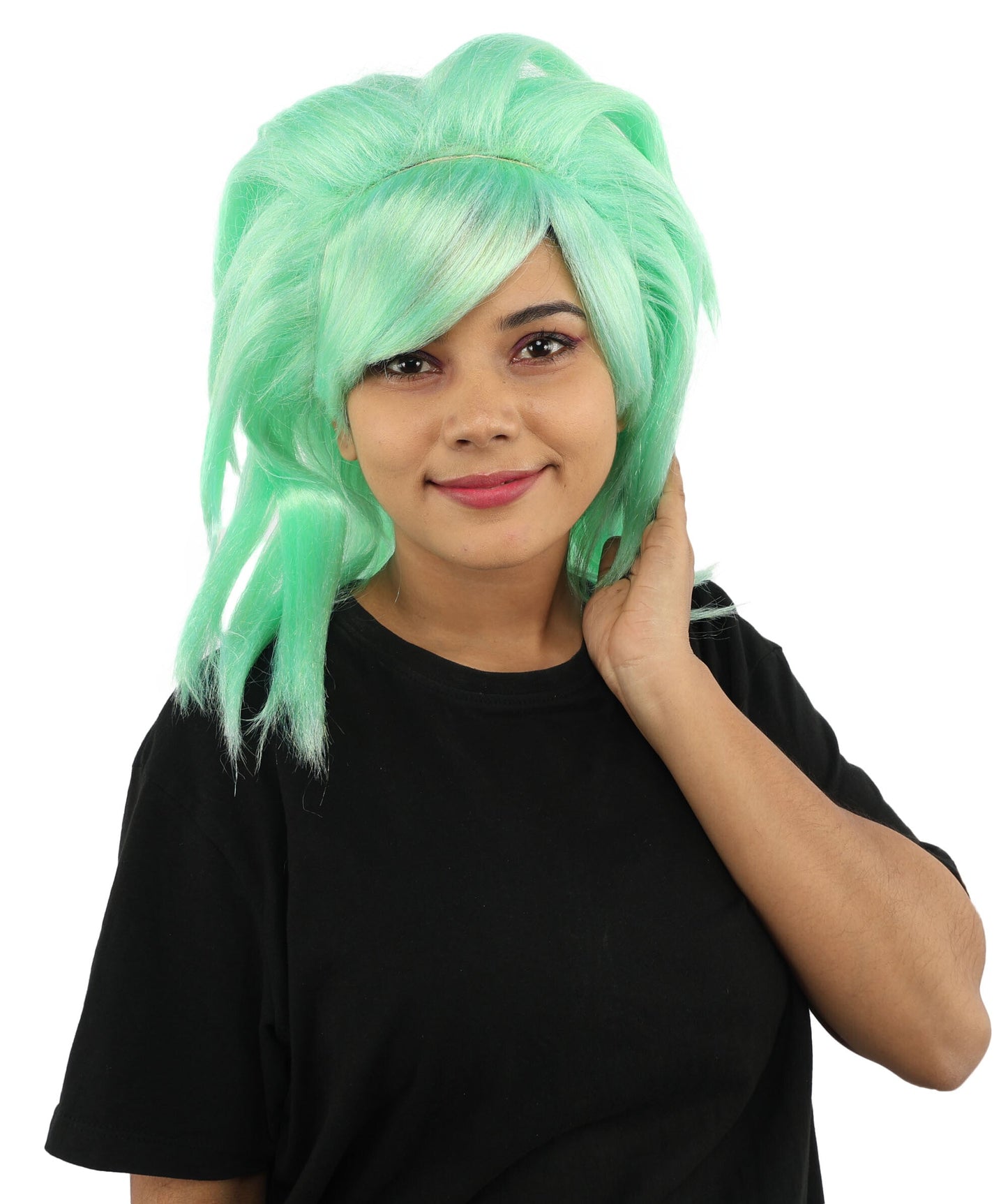 Adult Women’s Monster Wig | Light Green Fluffy Hair with Breathable Cap | Ideal for Halloween, Cosplay and Themed Parties