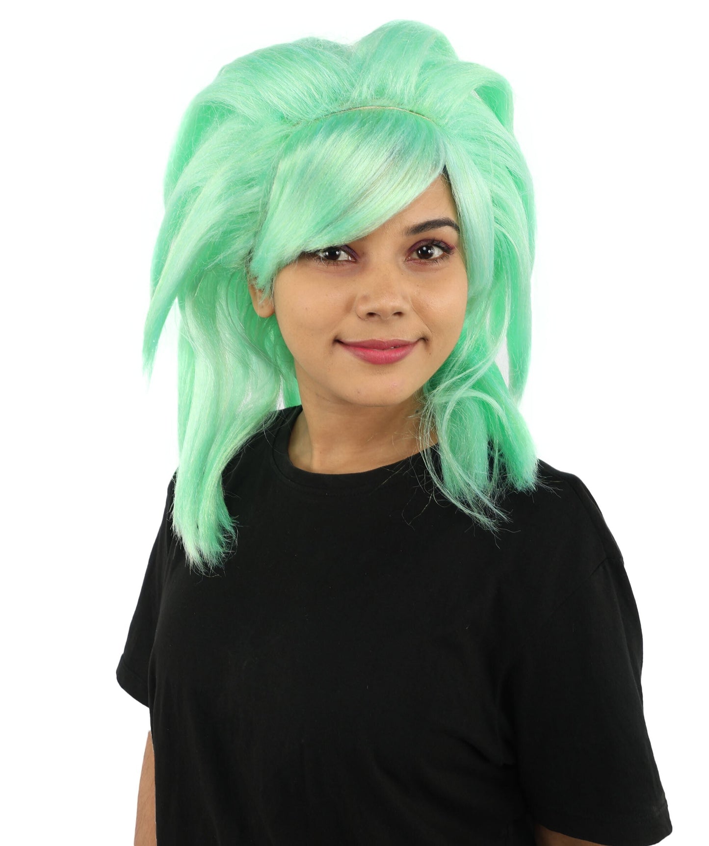 Adult Women’s Monster Wig | Light Green Fluffy Hair with Breathable Cap | Ideal for Halloween, Cosplay and Themed Parties