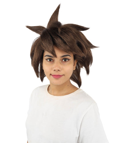 Adult Women’s Brown Short Spiky Anime Wig | Messy Layered Style with Breathable Cap | Ideal for Halloween Cosplay & Themed Events