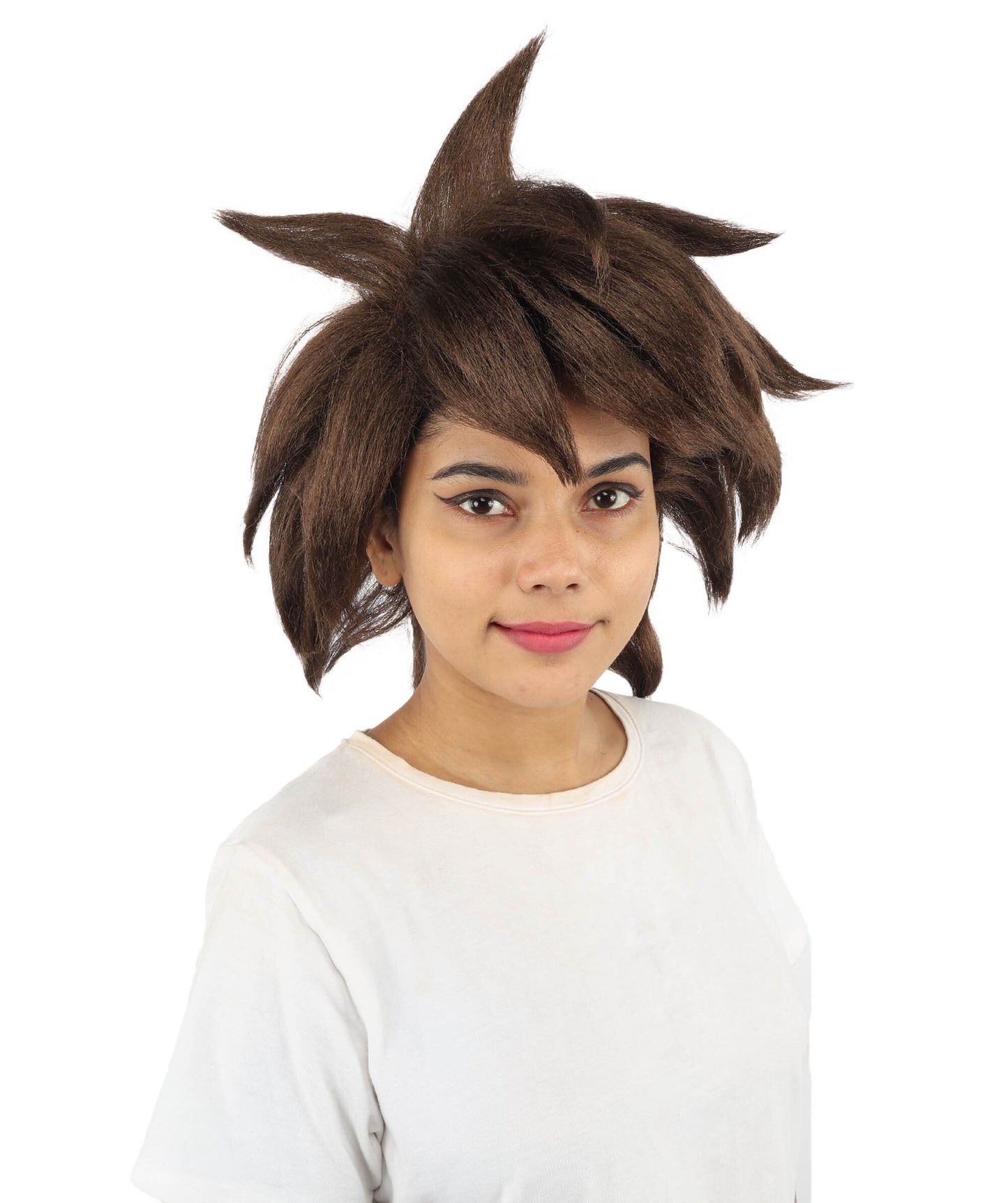 Adult Women’s Brown Short Spiky Anime Wig | Messy Layered Style with Breathable Cap | Ideal for Halloween Cosplay & Themed Events