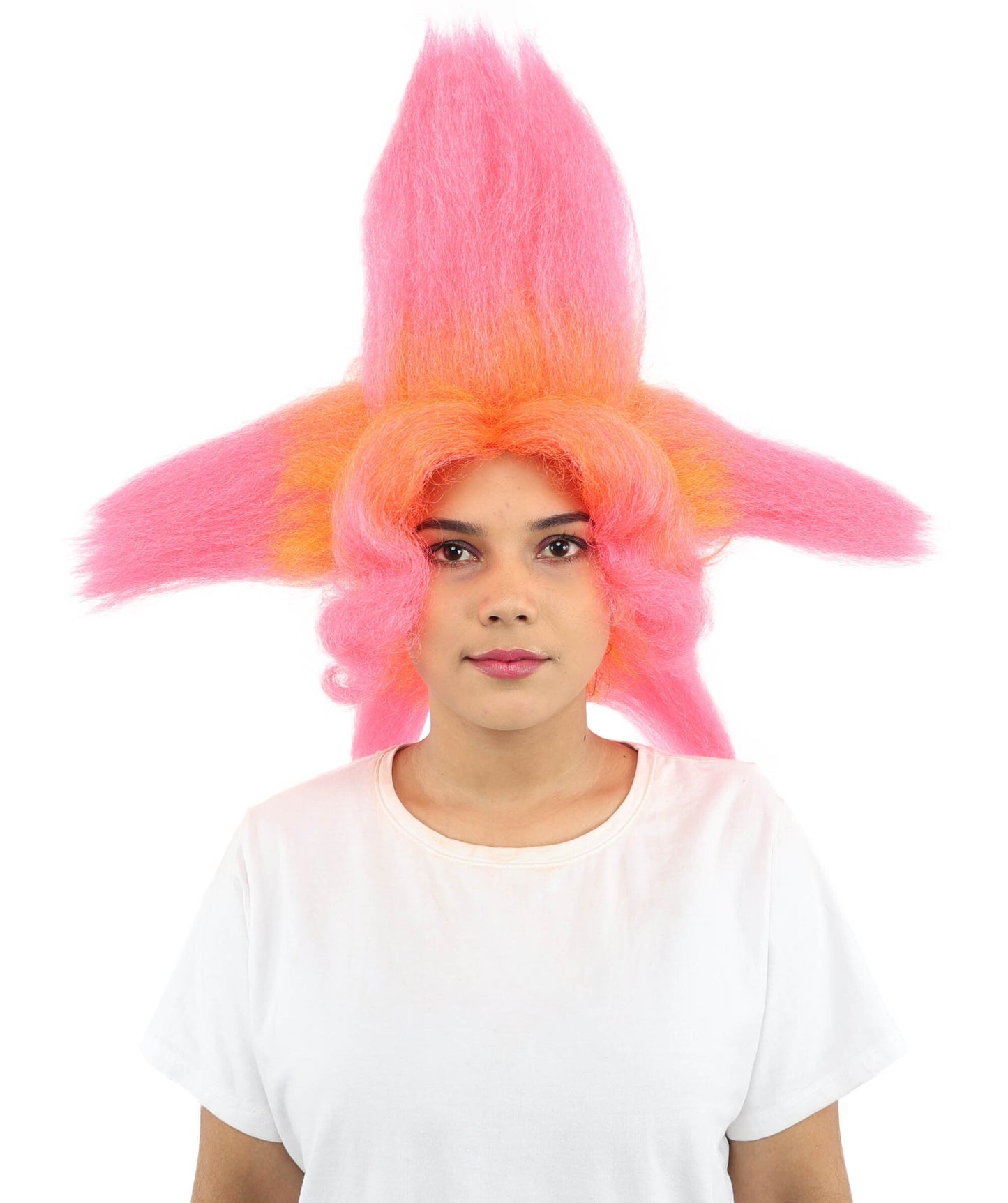 Adult Women’s Star-Shape Pink & Orange Spiky Wig | Bold Hair with Extreme Pointed Volume | Fantasy Accessory for Halloween, Cosplay & Theme Events