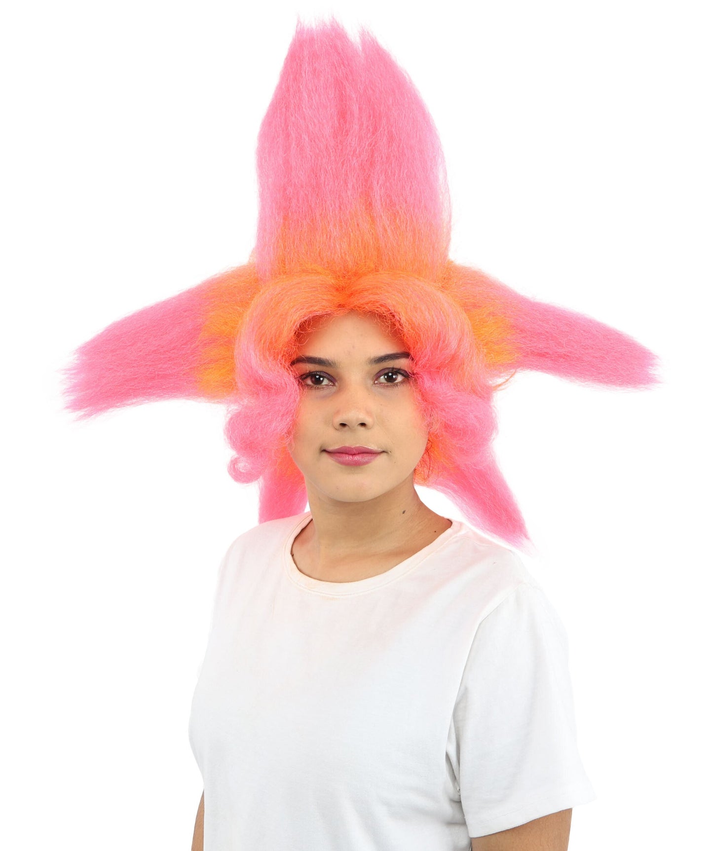 Adult Women’s Star-Shape Pink & Orange Spiky Wig | Bold Hair with Extreme Pointed Volume | Fantasy Accessory for Halloween, Cosplay & Theme Events