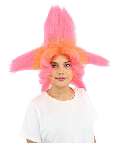 Adult Women’s Star-Shape Pink & Orange Spiky Wig | Bold Hair with Extreme Pointed Volume | Fantasy Accessory for Halloween, Cosplay & Theme Events